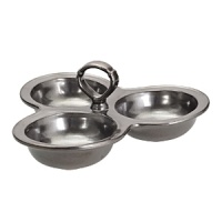 Present everything from cocktail garnishes to an assortment of spreads in this trio of sturdy, pewter-finished stoneware bowls from Juliska. A ring-shaped handle makes it easy to transport. Present everything from cocktail garnishes to an assortment of spreads in this trio of sturdy, pewter-finished stoneware bowls from Juliska. A ring-shaped handle makes it easy to transport.
