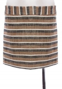 Theory Dark Sand 'Ronali' Cotton Linen Striped Mini Skirt 10