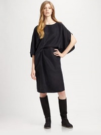 Stunning, silk-blend design defined by dramatic draping and three-quarter kimono sleeves. RoundneckThree-quarter kimono sleevesAttached beltAbout 25 from natural waist55% rayon/45% silkDry cleanMade in Italy of imported fabricModel shown is 5'10 (177cm) wearing US size 2. Stunning, silk-blend design defined by dramatic draping and three-quarter kimono sleeves. RoundneckThree-quarter kimono sleevesAttached beltAbout 25 from natural waist55% rayon/45% silkDry cleanMade in Italy of imported fabricModel shown is 5'10 (177cm) wearing US size 2.