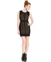 Stun them in this studded knit dress by Bar III Front Row. The body-con silhouette is ultra-comfy and totally flattering! Stun them in this studded knit dress by Bar III Front Row. The body-con silhouette is ultra-comfy and totally flattering!