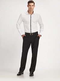 EXCLUSIVELY OURS. The next generation of contemporary style begins with this cleanly-crafted stretch poplin look with a split bias placket. ButtonfrontCottonMachine washImported EXCLUSIVELY OURS. The next generation of contemporary style begins with this cleanly-crafted stretch poplin look with a split bias placket. ButtonfrontCottonMachine washImported