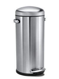 simplehuman 30-Liter /8-Gallon Round Retro Step Trash Can, Fingerprint-Proof Brushed Stainless Steel