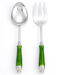 Handcrafted in stainless steel with vibrant green handles, these servers from the Simply Designz serveware collection scoop and plate every part of the meal with stylish perfection. Handcrafted in stainless steel with vibrant green handles, these servers from the Simply Designz serveware collection scoop and plate every part of the meal with stylish perfection.