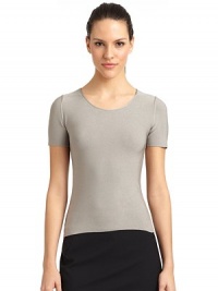 THE LOOKTextured designRoundneck Short sleevesTHE FITAbout 18 from shoulder to hemTHE MATERIALViscose/polyesterCARE & ORIGINDry cleanMade in ItalyModel shown is 5'10 (177cm) wearing US size 4. THE LOOKTextured designRoundneck Short sleevesTHE FITAbout 18 from shoulder to hemTHE MATERIALViscose/polyesterCARE & ORIGINDry cleanMade in ItalyModel shown is 5'10 (177cm) wearing US size 4.