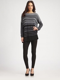 Array of bold, tonal stripes and long dolman sleeves invigorate this sophisticated, wool-blend boatneck. BoatneckDropped shouldersLong dolman sleevesLonger length hits below the hips55% merino wool/25% viscose/20% nylonDry cleanImportedModel shown is 5'10 (177cm) wearing US size Small. Array of bold, tonal stripes and long dolman sleeves invigorate this sophisticated, wool-blend boatneck. BoatneckDropped shouldersLong dolman sleevesLonger length hits below the hips55% merino wool/25% viscose/20% nylonDry cleanImportedModel shown is 5'10 (177cm) wearing US size Small.