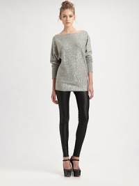 A luxe blend of wool and cashmere, soft and slouchy and sequined from shoulder to hem.BoatneckDropped shouldersLong sleevesRibbed cuffsPullover style70% wool/30% cashmereDry cleanImportedModel shown is 5'11 (180cm) wearing US size Small. A luxe blend of wool and cashmere, soft and slouchy and sequined from shoulder to hem.BoatneckDropped shouldersLong sleevesRibbed cuffsPullover style70% wool/30% cashmereDry cleanImportedModel shown is 5'11 (180cm) wearing US size Small.
