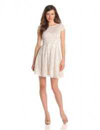 ABS by Allen Schwartz Women's Lace Dress With Cap Sleeve, Cream, 8 ABS by Allen Schwartz Women's Lace Dress With Cap Sleeve, Cream, 8