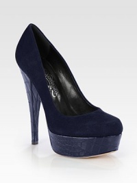 For a luxe effect, try this head-turning suede pump mixed with a crocodile-print leather platform and heel. Crocodile-print leather heel, 5¾ (145mm)Crocodile-print leather platform, 1½ (40mm)Compares to a 4¼ heel (110mm)Suede upperLeather lining and solePadded insoleImported For a luxe effect, try this head-turning suede pump mixed with a crocodile-print leather platform and heel. Crocodile-print leather heel, 5¾ (145mm)Crocodile-print leather platform, 1½ (40mm)Compares to a 4¼ heel (110mm)Suede upperLeather lining and solePadded insoleImported