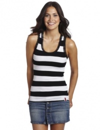 Southpole Juniors Rugby Stripe Ribbed Tank Top With Contrast Color Lace Detail Southpole Juniors Rugby Stripe Ribbed Tank Top With Contrast Color Lace Detail