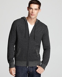 An exceptional blend of soft wool and decadent cashmere lifts this classic hoodie design to new, luxurious heights. An exceptional blend of soft wool and decadent cashmere lifts this classic hoodie design to new, luxurious heights.