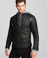 The epitome of cool, the leather biker jacket stands the test of time, edgy and urban from BOSS Orange. The epitome of cool, the leather biker jacket stands the test of time, edgy and urban from BOSS Orange.