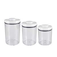 Store loose coffee or tea, cereals and more in OXO's trio of Good Grips canisters. Each piece has a unique pop-up button mechanism that creates an airtight seal with just a touch. Store loose coffee or tea, cereals and more in OXO's trio of Good Grips canisters. Each piece has a unique pop-up button mechanism that creates an airtight seal with just a touch.