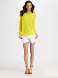 Sporty, semi-sheer boatneck of pure cotton, finished with urban-chic dropped shoulders and a length that hits below the hips. BoatneckDropped shouldersLong sleevesLonger length hits below the hipsCottonDry cleanImportedModel shown is 5'10 (177cm) wearing US size Small. Sporty, semi-sheer boatneck of pure cotton, finished with urban-chic dropped shoulders and a length that hits below the hips. BoatneckDropped shouldersLong sleevesLonger length hits below the hipsCottonDry cleanImportedModel shown is 5'10 (177cm) wearing US size Small.