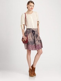 Styled with a quirky print and playfully flared silhouette, this cotton skirt has a comfy elastic waistband and slash pockets. Elastic waistband with drawstringSlash pocketsAbout 20 longCottonDry cleanImportedModel shown is 5'10 (177cm) wearing US size Small. Styled with a quirky print and playfully flared silhouette, this cotton skirt has a comfy elastic waistband and slash pockets. Elastic waistband with drawstringSlash pocketsAbout 20 longCottonDry cleanImportedModel shown is 5'10 (177cm) wearing US size Small.