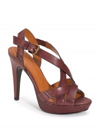 THE LOOKOpen toe Crisscrossing leather straps Adjustable ankle strapTHE FITSelf-covered heel, 4½ (115mm) Self-covered platform, 1 (25mm) Compares to a 3½ heel (90mm)THE MATERIALLeather lining and sole Padded insoleORIGINImported THE LOOKOpen toe Crisscrossing leather straps Adjustable ankle strapTHE FITSelf-covered heel, 4½ (115mm) Self-covered platform, 1 (25mm) Compares to a 3½ heel (90mm)THE MATERIALLeather lining and sole Padded insoleORIGINImported