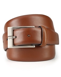 Style squared: this up-to-date belt features a glossy square buckle on rich brown leather. Style squared: this up-to-date belt features a glossy square buckle on rich brown leather.