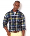 Standout in the cool colors of this long sleeve shirt from Nautica.