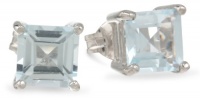Sterling Silver 6mm Square-Cut Blue Topaz Earrings Sterling Silver 6mm Square-Cut Blue Topaz Earrings