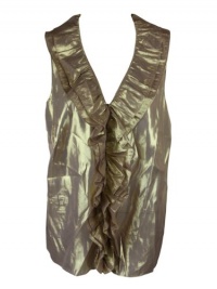 LAUREN Ralph Lauren Womens Lame Ruffed Sleeveless Vneck Top LAUREN Ralph Lauren Womens Lame Ruffed Sleeveless Vneck Top