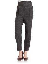 THE LOOKContrast piping trimmed waistbandTab with hook and eye closureZip flyPleated frontTwo contrast piping trimmed side pocketsTwo contrast piping trimmed back flap pocketsTapered legTHE FITInseam, about 26 THE MATERIAL55% wool/15% silk/15% polyamide/13% nylon/2% elastaneCARE & ORIGINDry cleanMade in USA THE LOOKContrast piping trimmed waistbandTab with hook and eye closureZip flyPleated frontTwo contrast piping trimmed side pocketsTwo contrast piping trimmed back flap pocketsTapered legTHE FITInseam, about 26 THE MATERIAL55% wool/15% silk/15% polyamide/13% nylon/2% elastaneCARE & ORIGINDry cleanMade in USA
