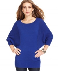 Who doesn't love a cute fall sweater? Style&co. keeps it fresh with this fab dolman-sleeve top featuring contrast knitting. Who doesn't love a cute fall sweater? Style&co. keeps it fresh with this fab dolman-sleeve top featuring contrast knitting.