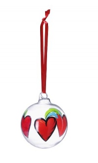 Kosta Boda Hearts Handpainted Ball Ornament