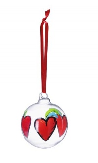 Kosta Boda Hearts Handpainted Ball Ornament Kosta Boda Hearts Handpainted Ball Ornament
