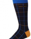 HUGO BOSS Men's Mid Calf Grid Pattern Dress Sock