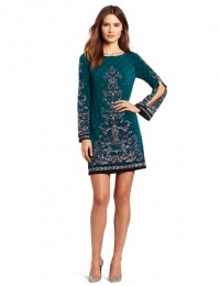 laundry BY SHELLI SEGAL Women's Split Sleeve Printed Jersey Dress, Jade Multi, 10