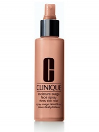 Moisture Surge Face Spray Thirsty Skin Relief. Water your skin. Take along a refreshing face spray for showers of thirsty skin relief. Bursting with moisture and active aloe. But not a drop of oil. Rapidly replenishes skin's moisture level, restoring balance. Softens and soothes in a flash. 4.2 oz. HOW TO USE: Hold 10-12 inches from face. Close eyes and spray a light mist. Use in addition to daily moisturizer, under or over makeup, whenever skin feels thirsty. Avoid spraying into eyes. Moisture Surge Face Spray Thirsty Skin Relief. Water your skin. Take along a refreshing face spray for showers of thirsty skin relief. Bursting with moisture and active aloe. But not a drop of oil. Rapidly replenishes skin's moisture level, restoring balance. Softens and soothes in a flash. 4.2 oz. HOW TO USE: Hold 10-12 inches from face. Close eyes and spray a light mist. Use in addition to daily moisturizer, under or over makeup, whenever skin feels thirsty. Avoid spraying into eyes.