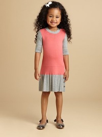 An adorable design for your young lady that gives her a sophisticated air that's pure couture.Ribbed band necklineButtons at one shoulderElbow-length sleeves with ribbed cuffsStraight bodyDropped pleated skirt with charm at hem60% cotton/20% wool/20% modalDry cleanImported Please note: Number of buttons may vary depending on size ordered. An adorable design for your young lady that gives her a sophisticated air that's pure couture.Ribbed band necklineButtons at one shoulderElbow-length sleeves with ribbed cuffsStraight bodyDropped pleated skirt with charm at hem60% cotton/20% wool/20% modalDry cleanImported Please note: Number of buttons may vary depending on size ordered.