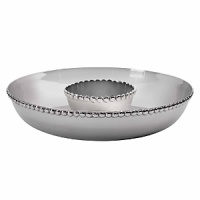 A new line of metal giftware, Facet, features an artisan look with intricate handcrafted detail. The jewel detail is inspired from Vera Wang's jewelry collection. These generously sized serving pieces are crafted from nickel plated brass. A new line of metal giftware, Facet, features an artisan look with intricate handcrafted detail. The jewel detail is inspired from Vera Wang's jewelry collection. These generously sized serving pieces are crafted from nickel plated brass.