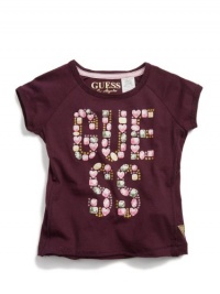GUESS Kids Girls Jeweled Logo Raglan Tee, PLUM (3T) GUESS Kids Girls Jeweled Logo Raglan Tee, PLUM (3T)