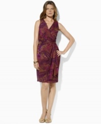 A gorgeous watercolor print of jewel-tone florals lends breezy, feminine appeal to Lauren Ralph Lauren's airy chiffon dress, finished with a knotted detail at the hip for a chic twist. (Clearance) A gorgeous watercolor print of jewel-tone florals lends breezy, feminine appeal to Lauren Ralph Lauren's airy chiffon dress, finished with a knotted detail at the hip for a chic twist. (Clearance)
