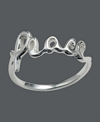 Choose style that inspires...this Unwritten ring boasts polished design and an important message. Cursive peace ring crafted in sterling silver. Sizes 7 and 8. Choose style that inspires...this Unwritten ring boasts polished design and an important message. Cursive peace ring crafted in sterling silver. Sizes 7 and 8.