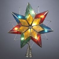 10 Lighted Multi-Color Capiz Star with Gems Christmas Tree Topper- Clear Lights 10 Lighted Multi-Color Capiz Star with Gems Christmas Tree Topper- Clear Lights