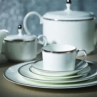 Silver Aster is an updated platinum banded pattern, with an iconic feathering detail. The pattern is a perfect blend of Wedgwood heritage and a contemporary design. Silver Aster is an updated platinum banded pattern, with an iconic feathering detail. The pattern is a perfect blend of Wedgwood heritage and a contemporary design.