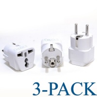 Ceptics Grounded Universal Plug Adapter for Europe (Schuko) (Type E/F) - 3 Pack Ceptics Grounded Universal Plug Adapter for Europe (Schuko) (Type E/F) - 3 Pack