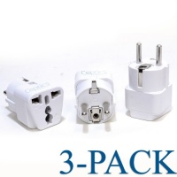 Ceptics Grounded Universal Plug Adapter for Europe (Schuko) (Type E/F) - 3 Pack