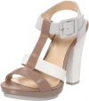 Calvin Klein Women's Bea Calf/Patent/Nubuck Sandal,Light Taupe/Antique White,9 M US