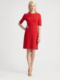 Crisp and chic, this polished silhouette is rendered in boucle wool crepe.Jewel necklineElbow-length sleevesPanel constructionConcealed back zipAbout 25 from natural waist99% wool/1% spandexDry cleanMade in ItalyModel shown is 5'10 (177cm) wearing US size 4.OUR FIT MODEL RECOMMENDS ordering true size. Crisp and chic, this polished silhouette is rendered in boucle wool crepe.Jewel necklineElbow-length sleevesPanel constructionConcealed back zipAbout 25 from natural waist99% wool/1% spandexDry cleanMade in ItalyModel shown is 5'10 (177cm) wearing US size 4.OUR FIT MODEL RECOMMENDS ordering true size.