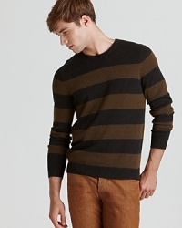 Greet the cool weather with a soft and comfortable sweater from Vince, featuring an understated stripe design and a rolled collar. Greet the cool weather with a soft and comfortable sweater from Vince, featuring an understated stripe design and a rolled collar.