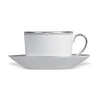 Sloane Square features a chic and simple tailored band, with details of platinum dots, which create a clean and sophisticated look. The accent plate features a wide band of gray mica with true geometric flare in the quadrant design around the border of the plate. Made in England. Sloane Square features a chic and simple tailored band, with details of platinum dots, which create a clean and sophisticated look. The accent plate features a wide band of gray mica with true geometric flare in the quadrant design around the border of the plate. Made in England.