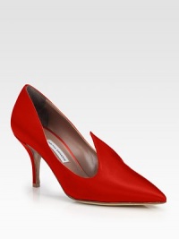 Scintillating loafer-inspired point toe pump of the finest Italian satin. Self-covered heel, 3½ (90mm)Satin upperPoint toeLeather lining and solePadded insoleMade in Italy Scintillating loafer-inspired point toe pump of the finest Italian satin. Self-covered heel, 3½ (90mm)Satin upperPoint toeLeather lining and solePadded insoleMade in Italy