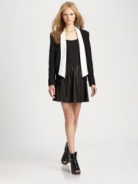 Rebecca Minkoff's signature cropped blazer updated in chic, colorblock silk.Foldover lapelsLong sleevesWelt pocketsCut-away hemAbout 24 from natural waistSilkDry cleanImportedModel shown is 5'11 (180cm) wearing US size Small.This style runs true to size. We recommend ordering your usual size for a standard fit. Rebecca Minkoff's signature cropped blazer updated in chic, colorblock silk.Foldover lapelsLong sleevesWelt pocketsCut-away hemAbout 24 from natural waistSilkDry cleanImportedModel shown is 5'11 (180cm) wearing US size Small.This style runs true to size. We recommend ordering your usual size for a standard fit.