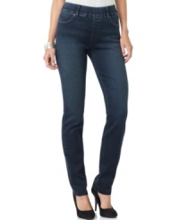 These jeggings from Not Your Daughter's Jeans lend on-trend style and comfort. Stretch denim fabric and a pull-on elastic waistband make these as comfy as leggings, while grommets and faux 4-pocket styling offer the look of jeans! These jeggings from Not Your Daughter's Jeans lend on-trend style and comfort. Stretch denim fabric and a pull-on elastic waistband make these as comfy as leggings, while grommets and faux 4-pocket styling offer the look of jeans!