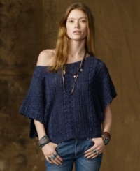 Denim & Supply Ralph Lauren's oversized slouchy, slightly cropped sweater (complete with haute dolman sleeves) is every city girl's go-to essential, crafted in a hearty mixed cable knit. (Clearance)