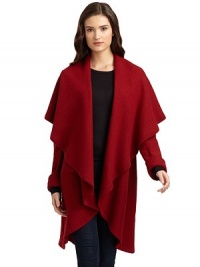 THE LOOKWide, draped shawl collarOpen frontTHE FITAbout 36 from shoulder to hemTHE MATERIALVirgin woolCARE & ORIGINDry cleanImportedModel shown is 5'9½ (176cm) wearing US size Small. THE LOOKWide, draped shawl collarOpen frontTHE FITAbout 36 from shoulder to hemTHE MATERIALVirgin woolCARE & ORIGINDry cleanImportedModel shown is 5'9½ (176cm) wearing US size Small.