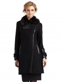 THE LOOKRemovable faux fur collarFaux leather trimZip closureDual seam pocketsBelted cuffsTHE FITAbout 34 from shoulder to hemTHE MATERIALShell: wool/polyester/viscoseTrim: rayon/polyurethaneFaux fur: acrylic/polyesterTrim: rayon/polyurethaneCARE & ORIGINDry cleanImportedModel shown is 5'10 (177cm) wearing US size 4. THE LOOKRemovable faux fur collarFaux leather trimZip closureDual seam pocketsBelted cuffsTHE FITAbout 34 from shoulder to hemTHE MATERIALShell: wool/polyester/viscoseTrim: rayon/polyurethaneFaux fur: acrylic/polyesterTrim: rayon/polyurethaneCARE & ORIGINDry cleanImportedModel shown is 5'10 (177cm) wearing US size 4.