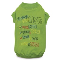 Zack & Zoey Polyester/Cotton Doggie Doo List Dog Tee, Small/Medium, Green